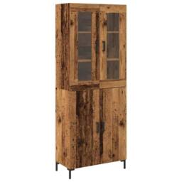 Berkfield Home Sideboard with Wall Cabinet Old Wood Engineered Wood in Brown - thumbnail 1