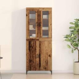 Berkfield Home Sideboard with Wall Cabinet Old Wood Engineered Wood in Brown - thumbnail 4