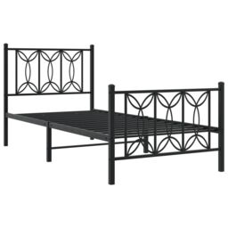 Berkfield Home Metal Bed Frame without Mattress with Footboard Black 80x200cm - Size: 80x200 cm - thumbnail 3