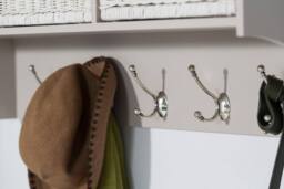 Statement Furniture Tetbury Large Hallway Coat Rack / Shelf with Wicker Storage Baskets in Taupe - thumbnail 5