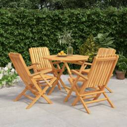 Berkfield Home 5 Piece Garden Dining Set Solid Wood Teak in Brown