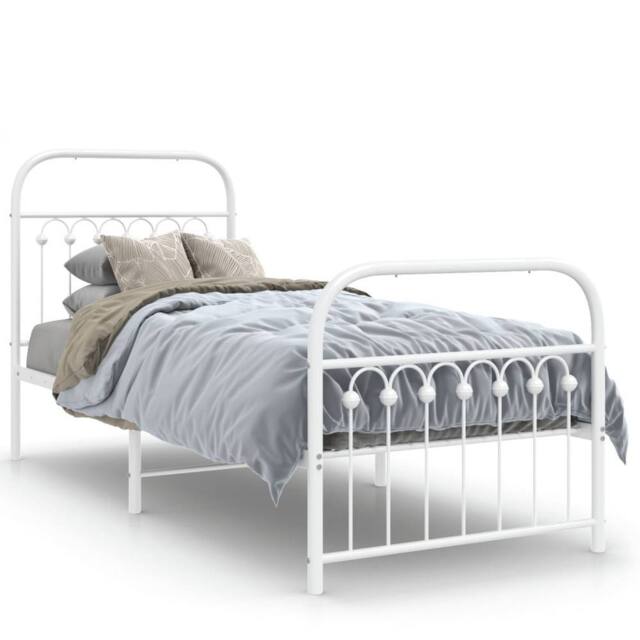 Berkfield Home Metal Bed Frame without Mattress with Footboard White 80x200cm - Size: 80x200 cm - image 1