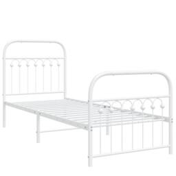 Berkfield Home Metal Bed Frame without Mattress with Footboard White 80x200cm - Size: 80x200 cm - thumbnail 3