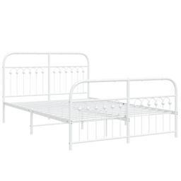 Berkfield Home Metal Bed Frame without Mattress with Footboard White 137x190cm - Size: 137x190 cm - thumbnail 3
