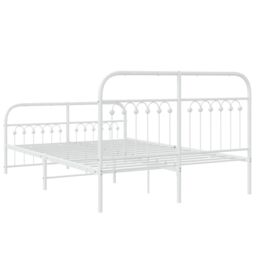 Berkfield Home Metal Bed Frame without Mattress with Footboard White 137x190cm - Size: 137x190 cm - thumbnail 6