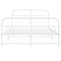 Berkfield Home Metal Bed Frame without Mattress with Footboard White 137x190cm - Size: 137x190 cm - thumbnail 4
