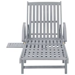 Berkfield Home Garden Sun Lounger Grey Solid Acacia Wood - thumbnail 2
