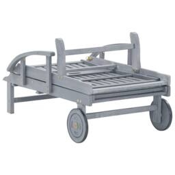 Berkfield Home Garden Sun Lounger Grey Solid Acacia Wood - thumbnail 6