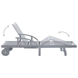 Berkfield Home Garden Sun Lounger Grey Solid Acacia Wood - thumbnail 5