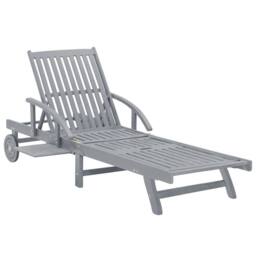 Berkfield Home Garden Sun Lounger Grey Solid Acacia Wood - thumbnail 1