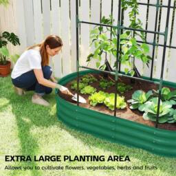 OUTSUNNY 4 x 2 x 4.6ft Galvanised Raised Garden Bed with Trellis, Green - thumbnail 4