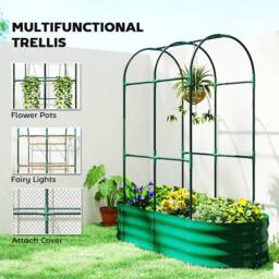 OUTSUNNY 4 x 2 x 4.6ft Galvanised Raised Garden Bed with Trellis, Green - thumbnail 5