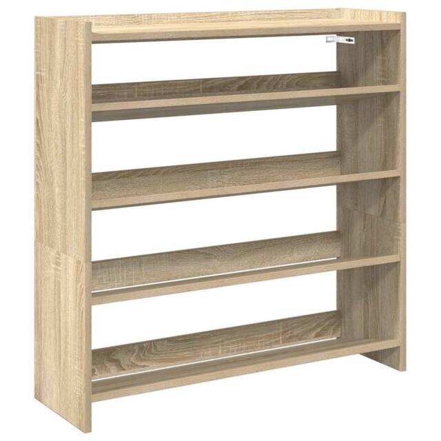 Berkfield Home Shoe Rack Sonoma Oak 80x25x81 cm Engineered Wood in Light Oak - Size: 80 x 25 x 81 cm - image 1