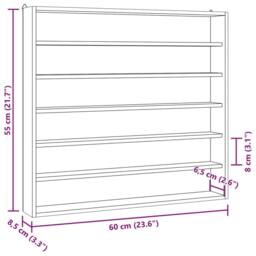 Berkfield Home Wall Display Cabinet with 6 Shelves 60x8.5x55 cm in Natural - thumbnail 9