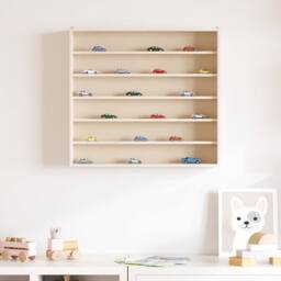 Berkfield Home Wall Display Cabinet with 6 Shelves 60x8.5x55 cm in Natural - thumbnail 1