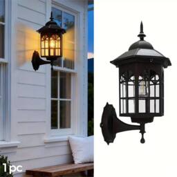 SPETLEK Vintage Solar Wall Lantern with Motion Sensor Outdoor Garden Lamp in Black - thumbnail 5