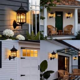 SPETLEK Vintage Solar Wall Lantern with Motion Sensor Outdoor Garden Lamp in Black - thumbnail 3