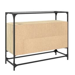 Berkfield Home Sideboard with Glass Top Sonoma Oak 98x35x81 cm Engineered Wood in Brown - Size: 98 x 35 x 81 cm - thumbnail 6