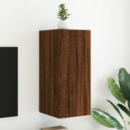 Berkfield Home TV Wall Cabinet with LED Lights Brown Oak 30.5x35x70 cm - thumbnail 1
