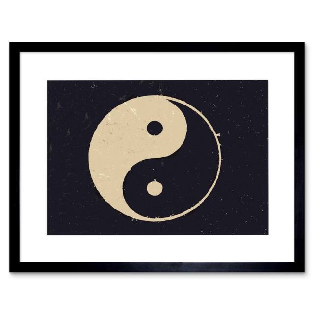 "Artery8 Painting Taoist Philosophy Yin Yang Black White 12x16"" Framed Art - Size: W12"" x H16""" - image 1