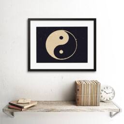 "Artery8 Painting Taoist Philosophy Yin Yang Black White 12x16"" Framed Art - Size: W12"" x H16""" - thumbnail 2