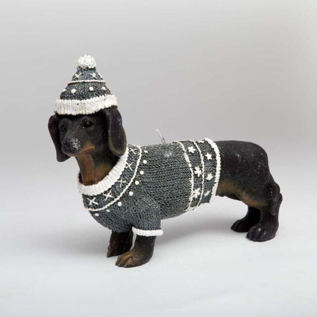 Shatchi 20x14cm Dachshund Wiener Figurine Room Aesthetic Cute Dog Shaped Decorative Candle Gifts for Animal Lover, Wax, Black in Grey - Size: 20x14 cm - image 1