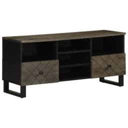 Berkfield Home TV Cabinet Black 100x33x46 cm Solid Wood Mango - Size: 100 x 33 x 46 cm - thumbnail 2