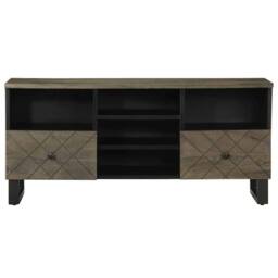 Berkfield Home TV Cabinet Black 100x33x46 cm Solid Wood Mango - Size: 100 x 33 x 46 cm