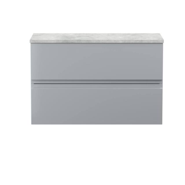 Balterley Mavesyn Contemporary 2 Drawer Wall Hung Vanity Unit, Satin Grey, 805mm in Grey - image 1