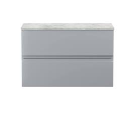 Balterley Mavesyn Contemporary 2 Drawer Wall Hung Vanity Unit, Satin Grey, 805mm in Grey - thumbnail 1