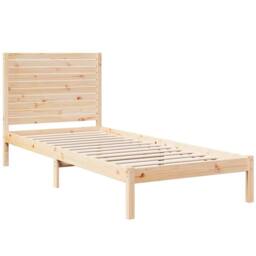 Berkfield Home Decorative Extra Long Bed Frame without Mattress 90x210 cm Solid Wood in Natural - thumbnail 1