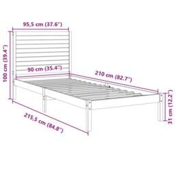 Berkfield Home Decorative Extra Long Bed Frame without Mattress 90x210 cm Solid Wood in Natural - thumbnail 9