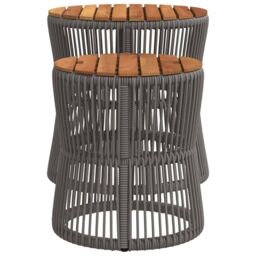 Berkfield Home Garden Side Tables 2 pcs with Wooden Top Grey Poly Rattan - thumbnail 5