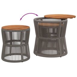 Berkfield Home Garden Side Tables 2 pcs with Wooden Top Grey Poly Rattan - thumbnail 7
