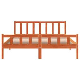 Berkfield Home Bed Frame with Headboard Wax Brown 150x200 cm King Size Solid Woo… - thumbnail 4
