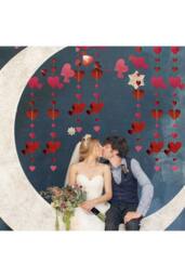 KDMD Red Heart Garland Hanging Glitter Streamer Double Sided 4M - thumbnail 3