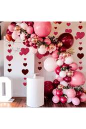 KDMD Red Heart Garland Hanging Glitter Streamer Double Sided 4M - thumbnail 2