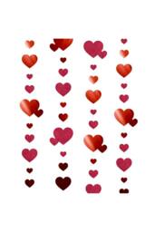 KDMD Red Heart Garland Hanging Glitter Streamer Double Sided 4M