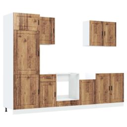 Berkfield Home 7 Piece Kitchen Cabinet Set Kalmar Old Wood Engineered Wood in Brown - thumbnail 2