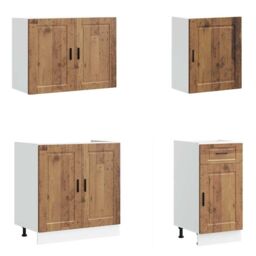 Berkfield Home 7 Piece Kitchen Cabinet Set Kalmar Old Wood Engineered Wood in Brown - thumbnail 4
