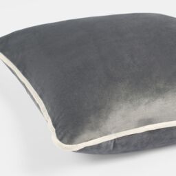 OHS 2 x Piped Edge Matte Velvet Cushion Covers Square Pillowcases in Charcoal - Size: 45 cm x 45 cm - thumbnail 5