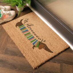 Artsy Mats Welcome Sausage Dog Coir Doormat (60 x 40cm) in Brown - Size: 40 cm x 60 cm - thumbnail 2