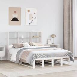 Berkfield Home Decorative Bookcase Bed without Mattress White 160x200 cm Solid Wood - thumbnail 2