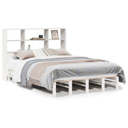 Berkfield Home Decorative Bookcase Bed without Mattress White 160x200 cm Solid Wood - thumbnail 3