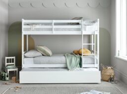 Time4sleep Essentials White Wooden Bunk Bed Frame With Trundle - Size: Single - thumbnail 3