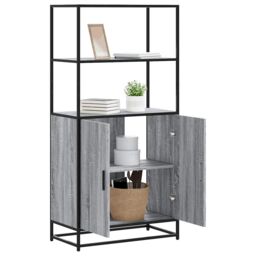 Berkfield Home Highboard Grey Sonoma 68x35x139 cm Engineered Wood & Metal - Size: 68 x 35 x 139 cm - thumbnail 1