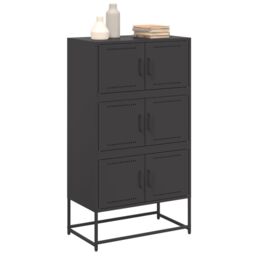 Berkfield Home Sideboard Black 68.5x38.5x123.5 cm Steel - thumbnail 4