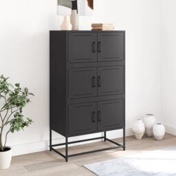 Berkfield Home Sideboard Black 68.5x38.5x123.5 cm Steel - thumbnail 3