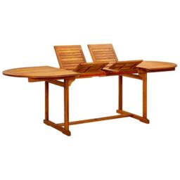 Berkfield Home Garden Dining Table (160-240)x100x75 cm Solid Acacia Wood in Brown - thumbnail 1