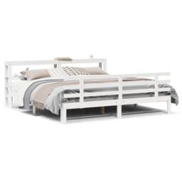 Berkfield Home Bed Frame with Headboard without Mattress White 200x200 cm - thumbnail 1